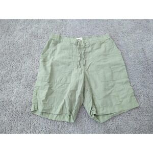 Pact Shorts Mens L Green Inseam: 8" Pull On Linen Blend Summer Casual